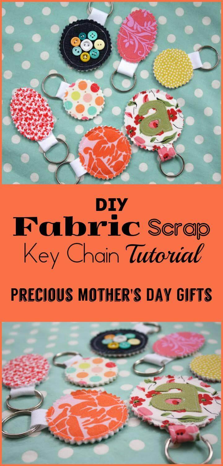 easy fabric scrap key chain DIY tutorial